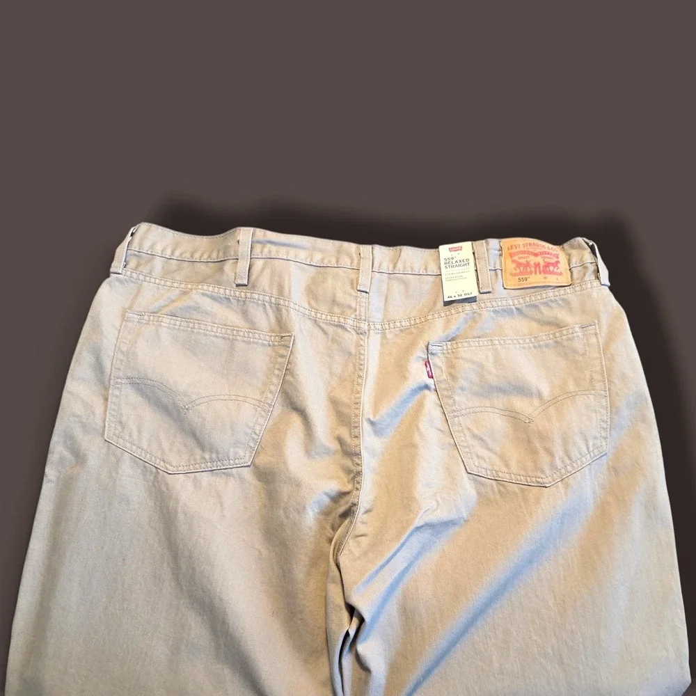 Levis 559 Relaxed Straight Khaki Pants Mens 46x30 Big and Tall NWT Beige Twill